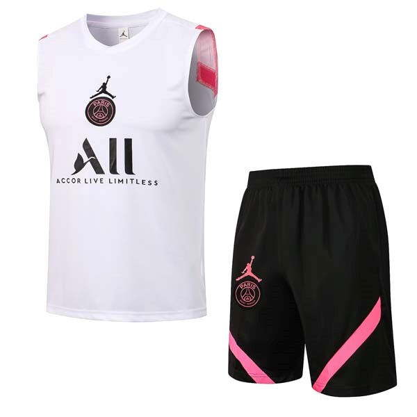 Camiseta Paris Saint Germain Sin Mangas Conjunto Completo 2022 Negro Blanco Rosa